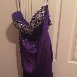 Purple Rhinestone Prom/ Quince Dress